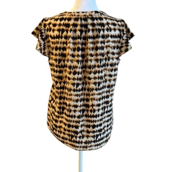 Calvin Klein Animal Print Short Sleeve Blouse Top Small Brown Black Neutral - Picture 4 of 6